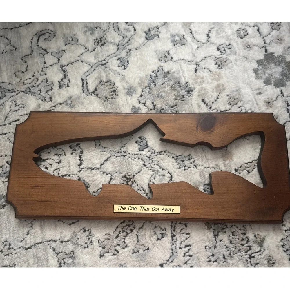 Rustic Wooden Fishing Wall Sign Carved Fish Cabin Lodge Humor Decor 20